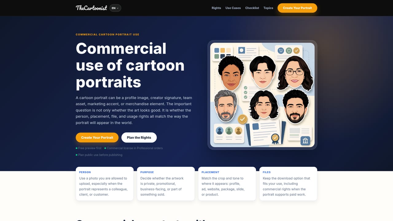 TheCartoonist.Studio — Check usage before you publish