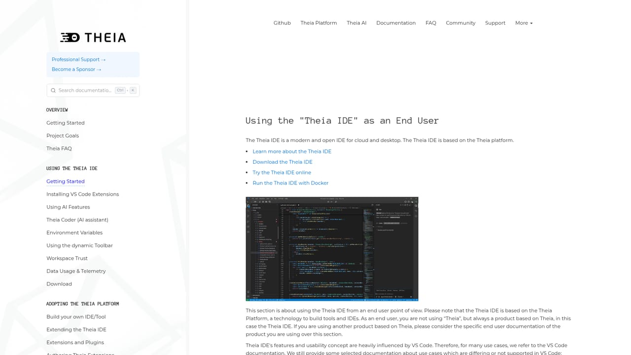 Theia IDE — Download and install the build for your platform