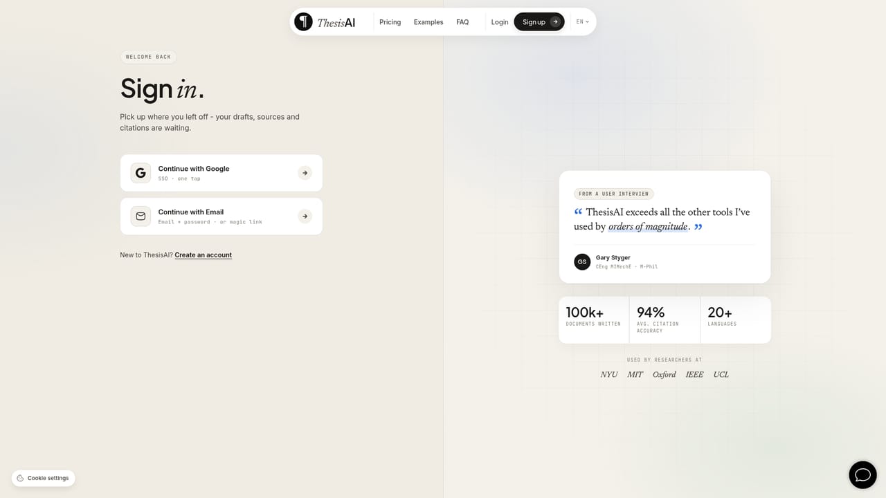 ThesisAI — Review citations and export