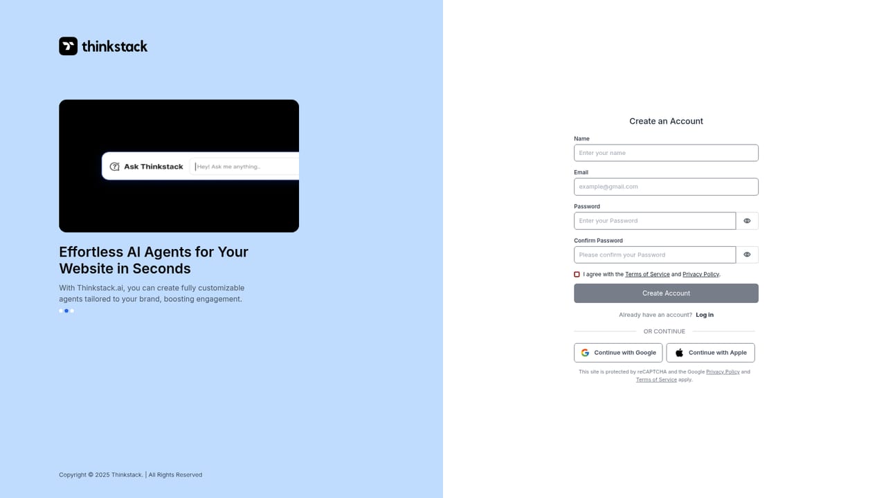 Thinkstack — Create your account