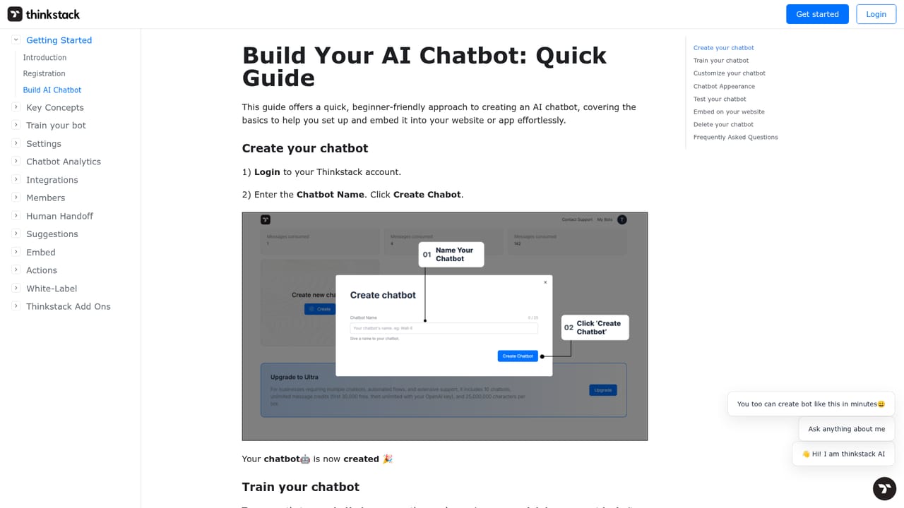 Thinkstack — Upload and train on your data