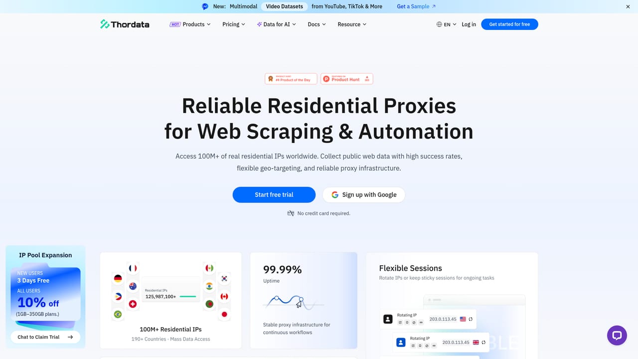 Thordata MCP — Create an account and API key