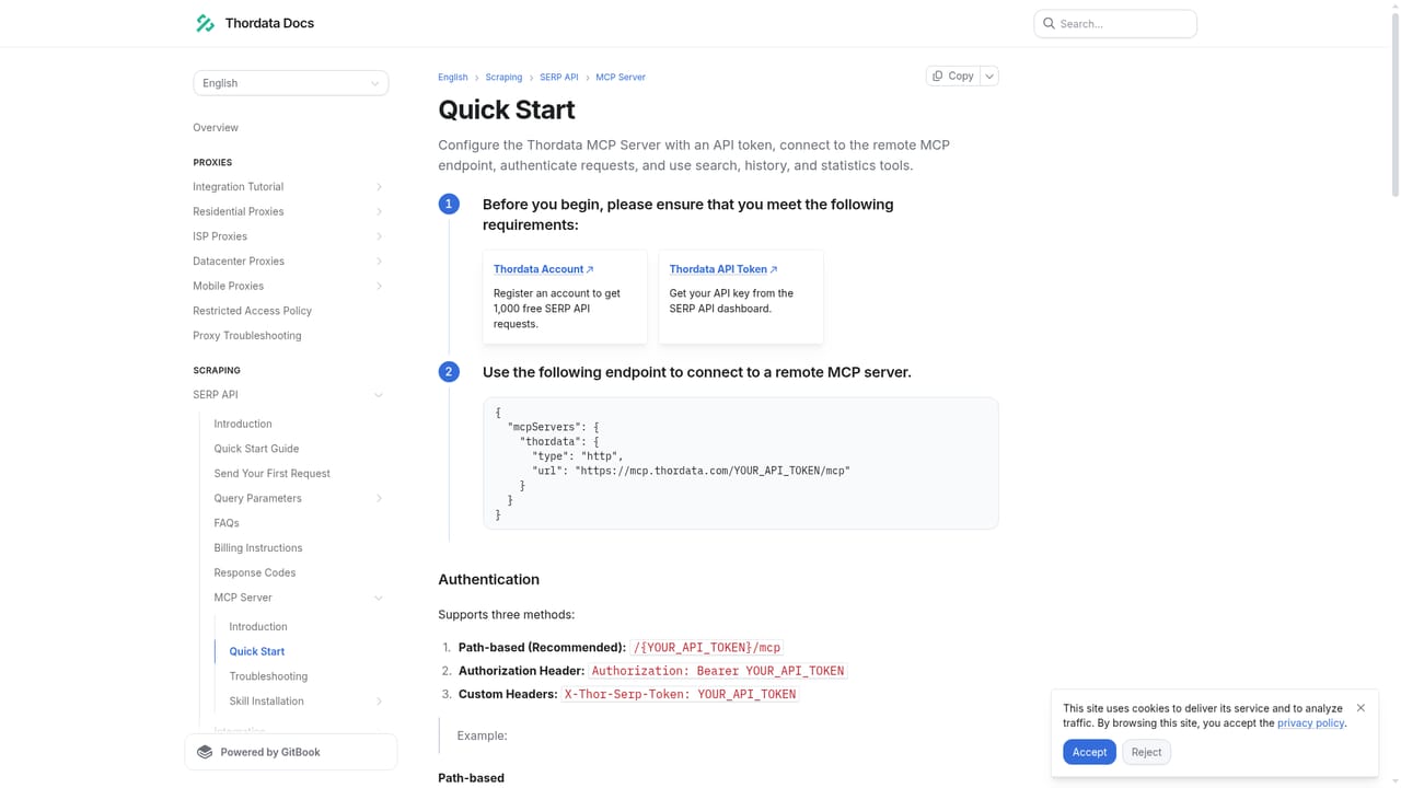 Thordata MCP — Read the quick-start docs