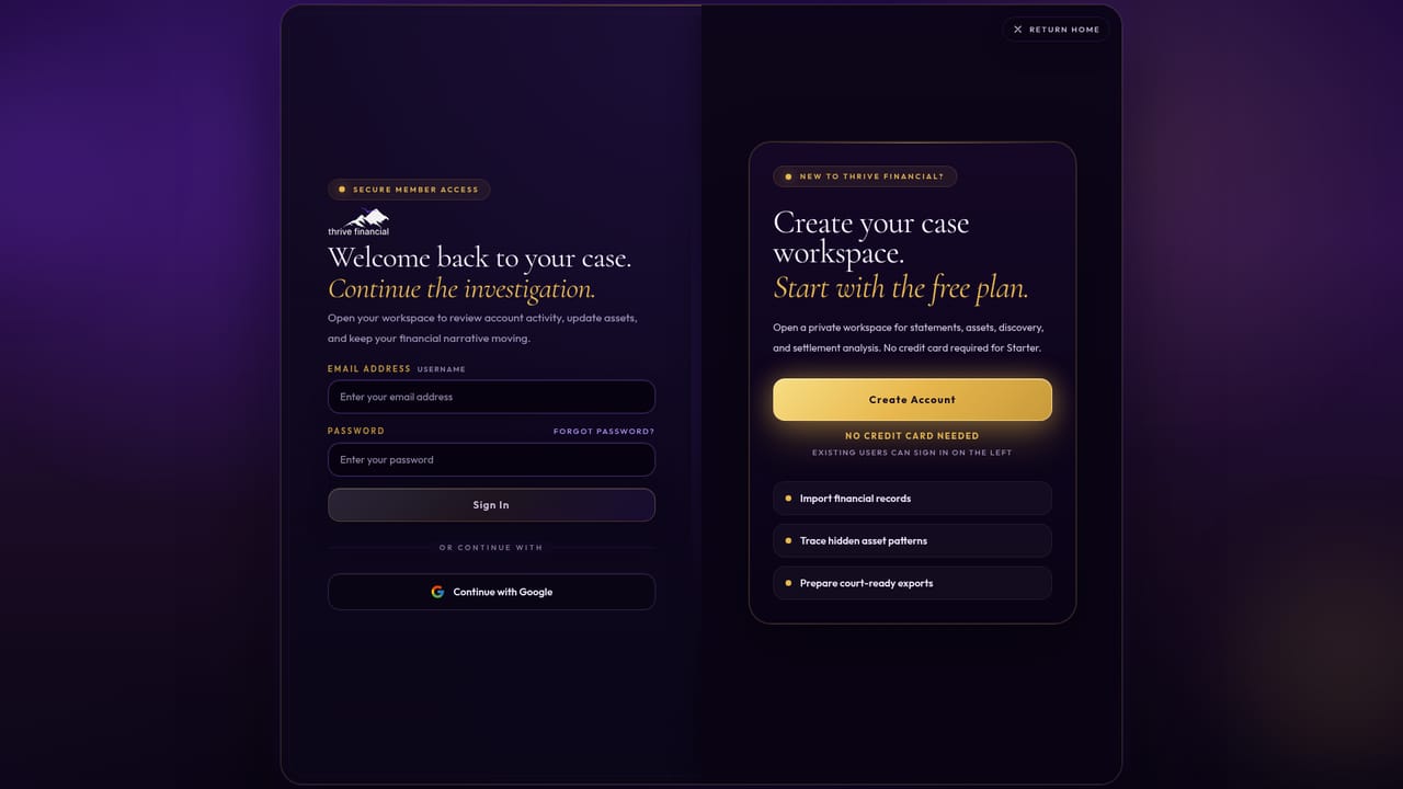Thrive Financial — Start a free case