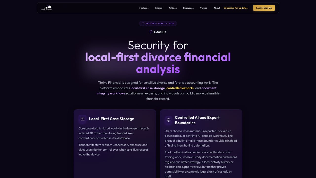 Thrive Financial — Export the proof package