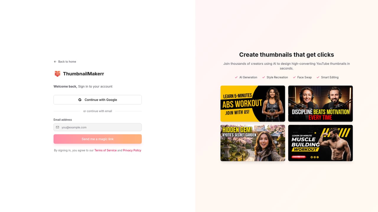ThumbnailMakerr — Create an account