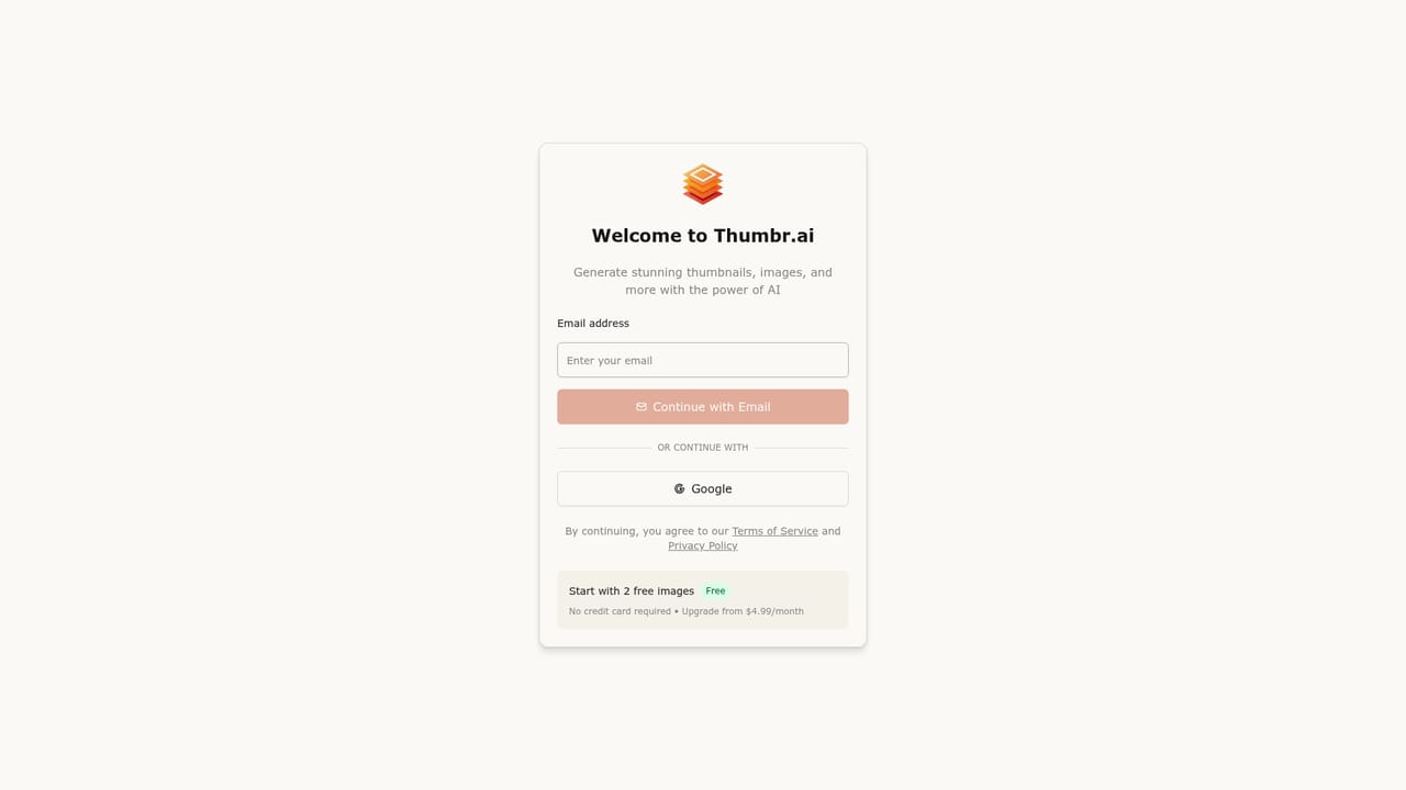 Thumbr.ai — Create an account