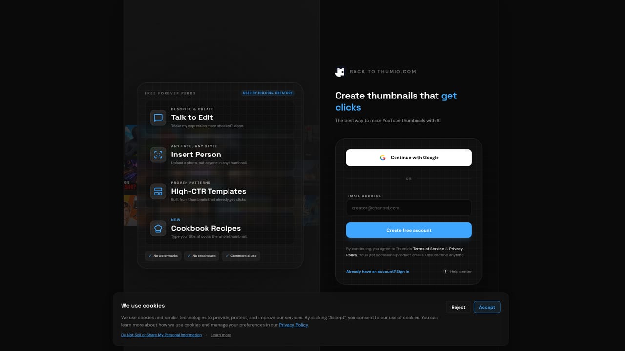 Thumio — Create a free account