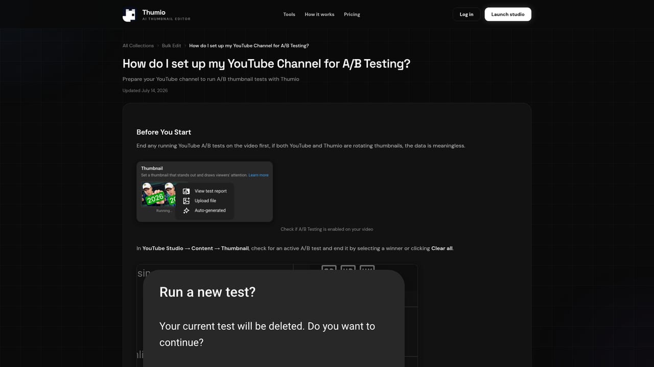 Thumio — Set up A/B testing