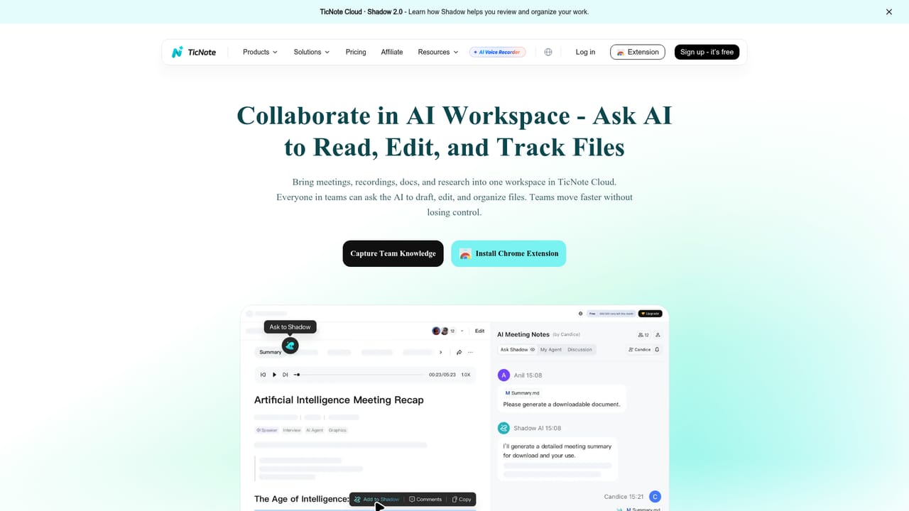 TicNote Cloud — Group recordings into a project