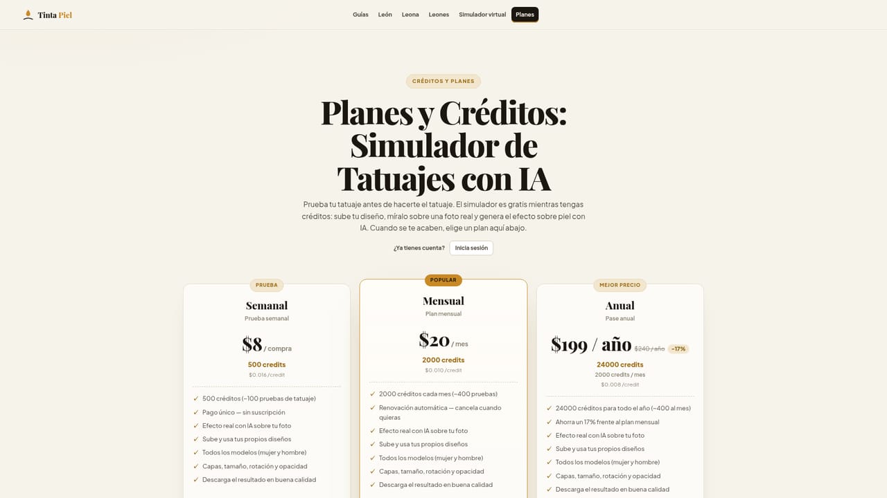 Tinta Piel — Check credits and plans for more previews