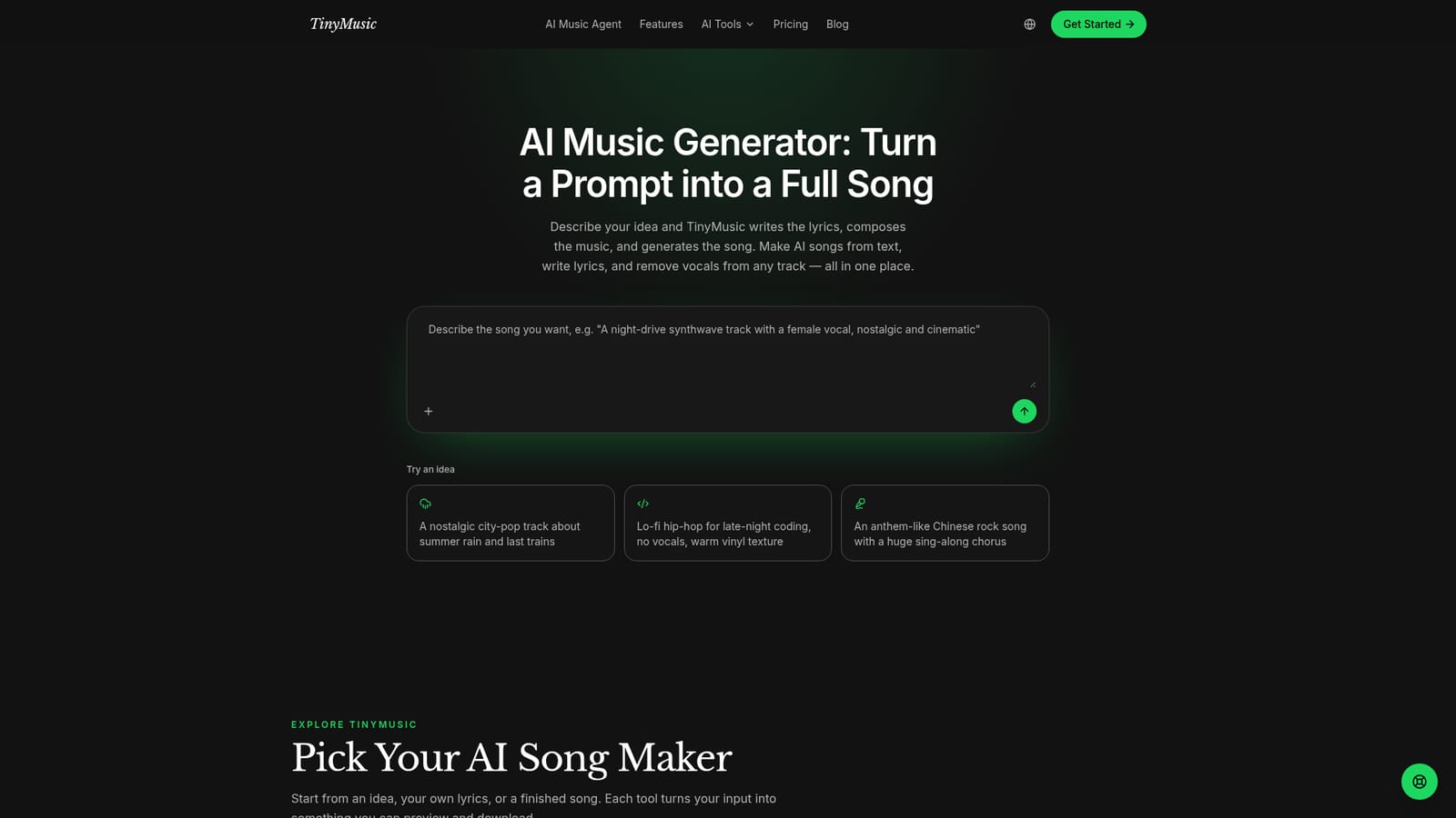 TinyMusic — Pick the tool that matches your starting point