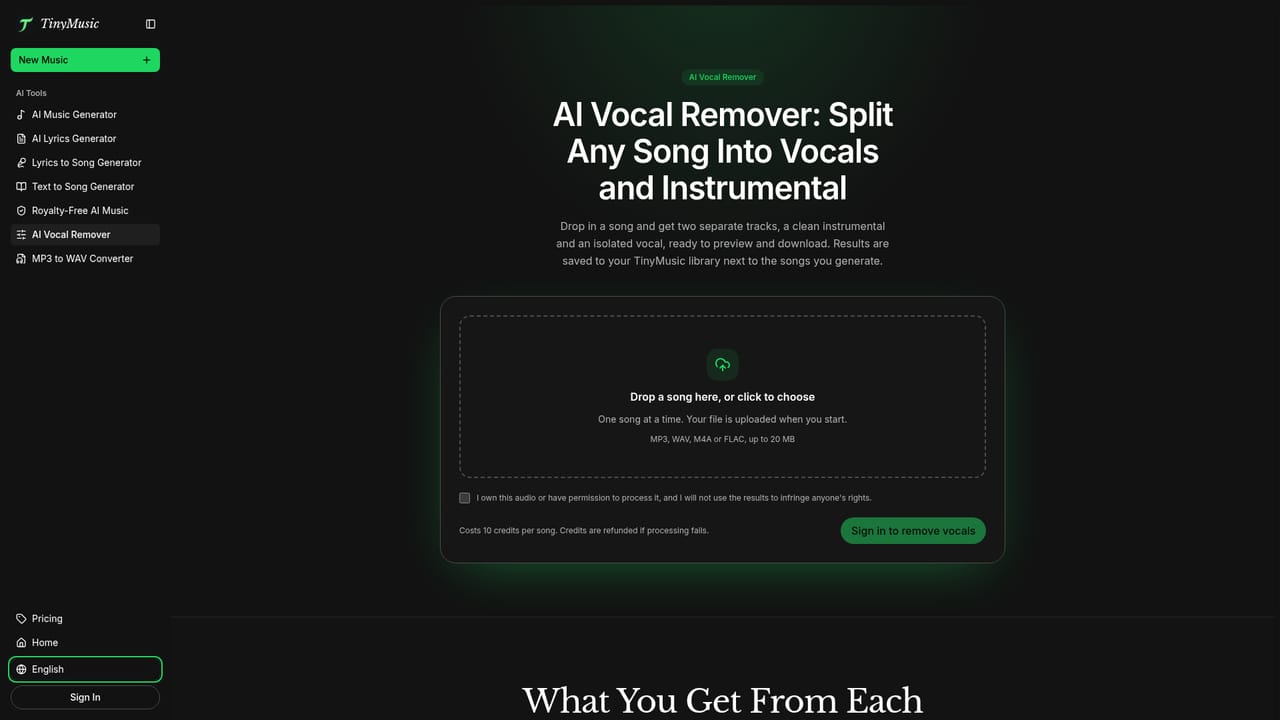TinyMusic — Clean up existing audio if needed