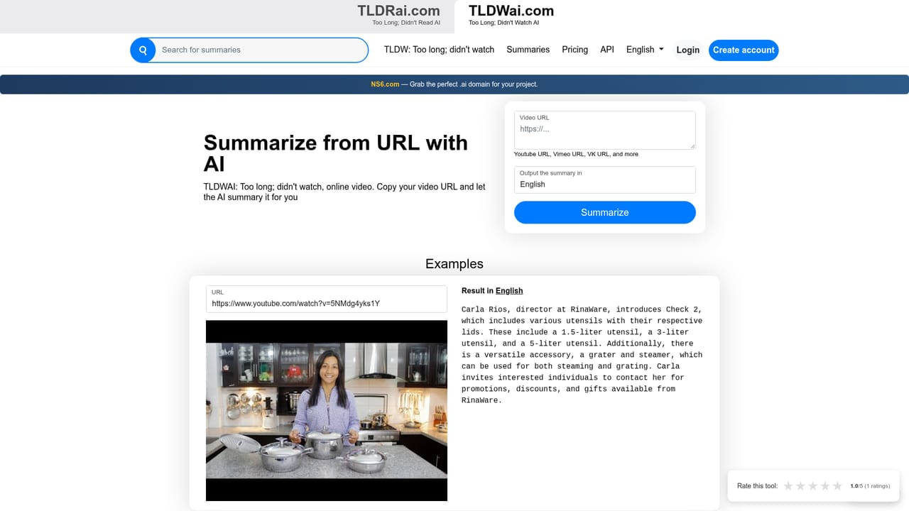 TLDWAI — Summarize an online video