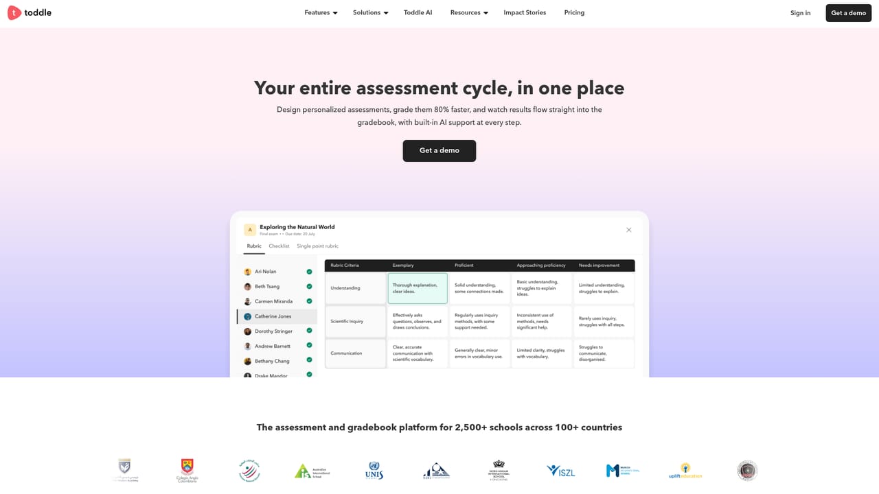 Toddle AI — Connect plans to assessment and gradebook