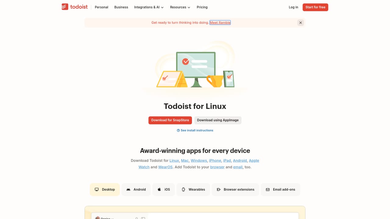 Todoist Ramble — Install the app on your devices