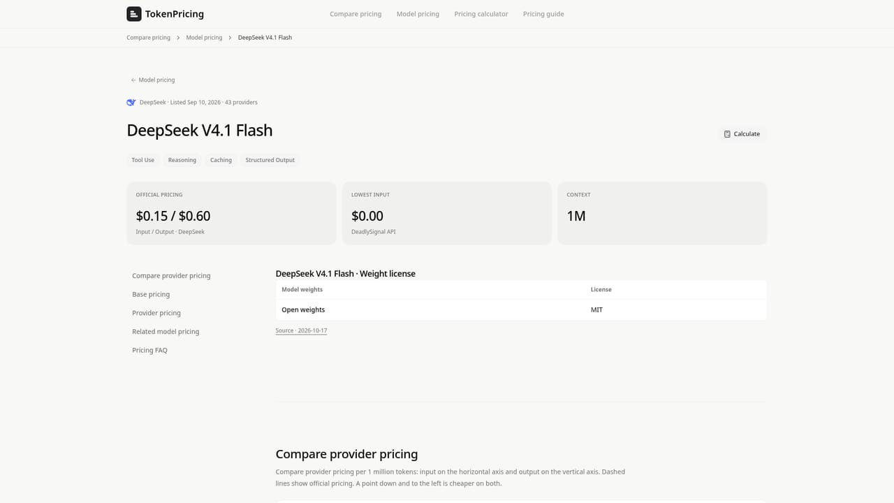 TokenPricing — Open a model page to compare providers