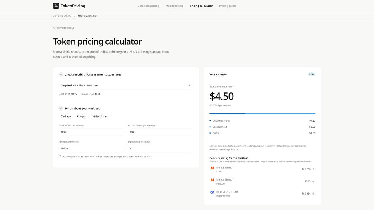 TokenPricing — Run a cost estimate