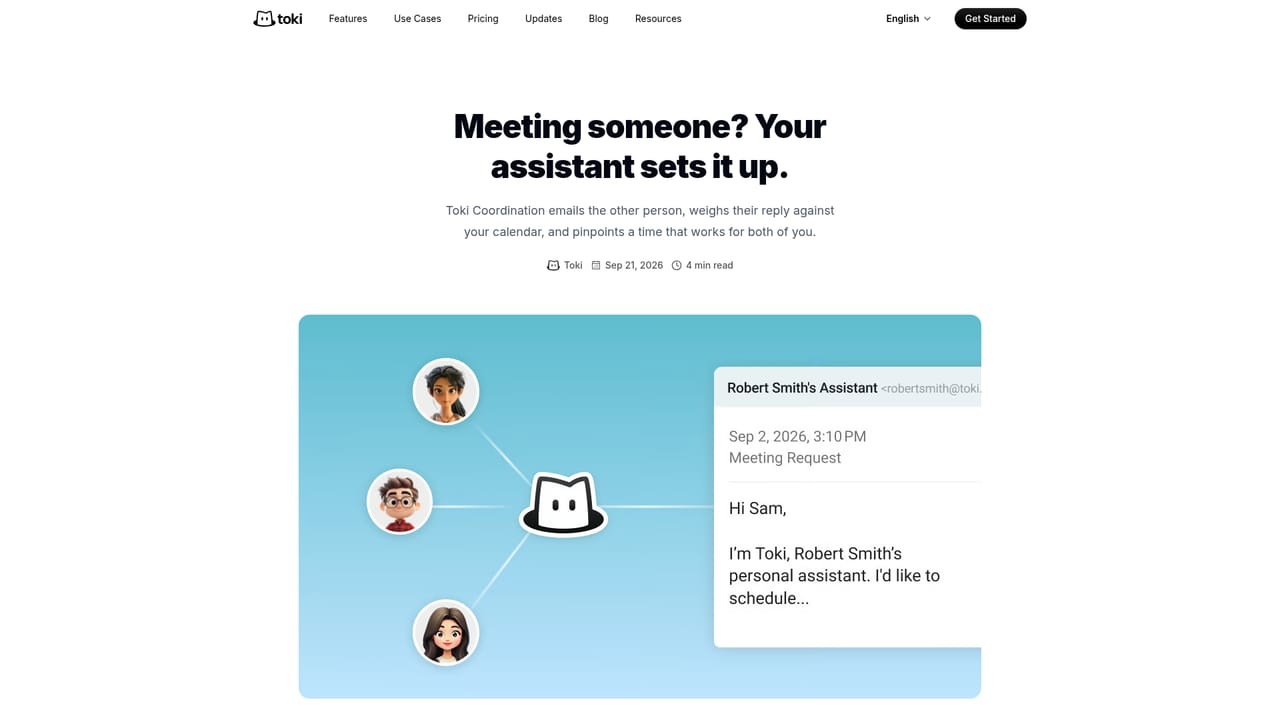 Toki AI — Ask for a meeting in plain language