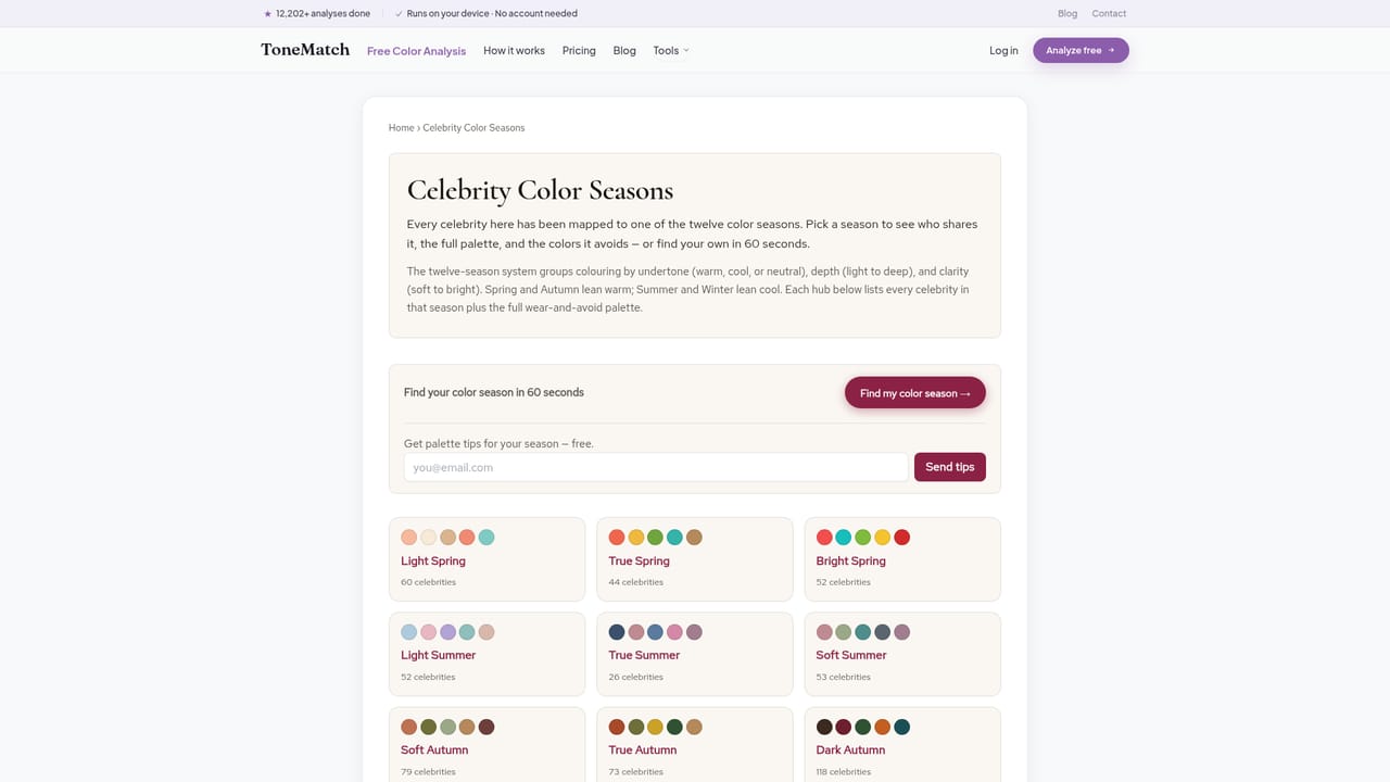 ToneMatch — Explore palette, draping and celebrity twins
