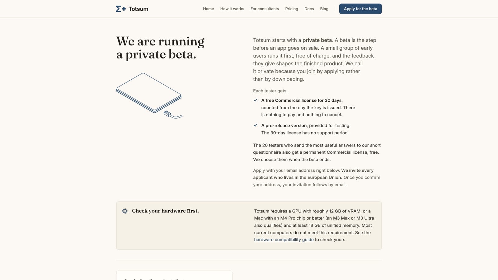 Totsum — Apply for the private beta