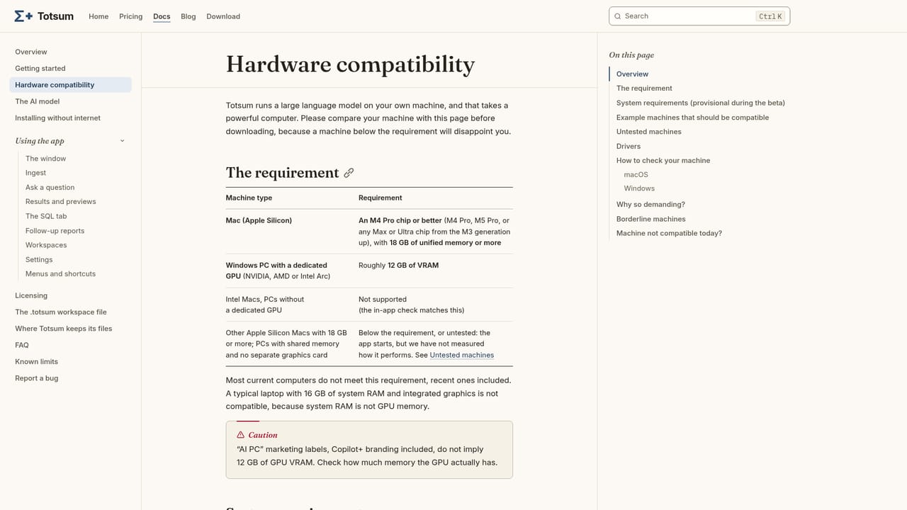 Totsum — Check your hardware