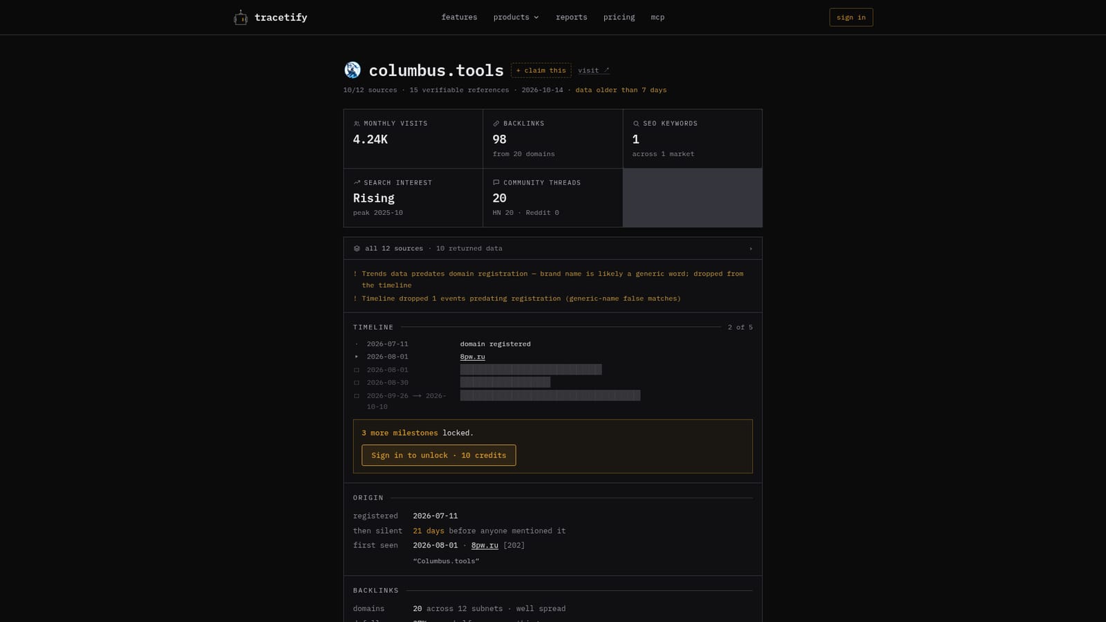 Tracetify — Paste your competitor's URL and run a trace