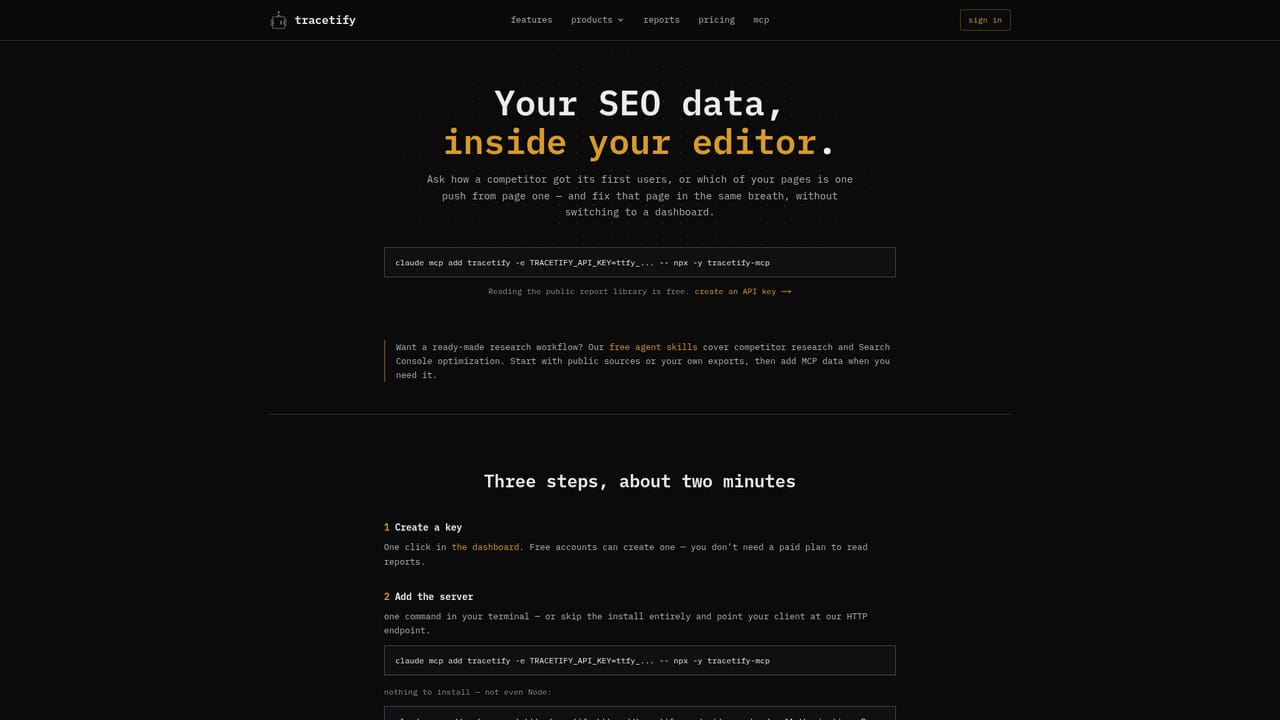 Tracetify — Bring reports into Claude Code, Cursor or Codex