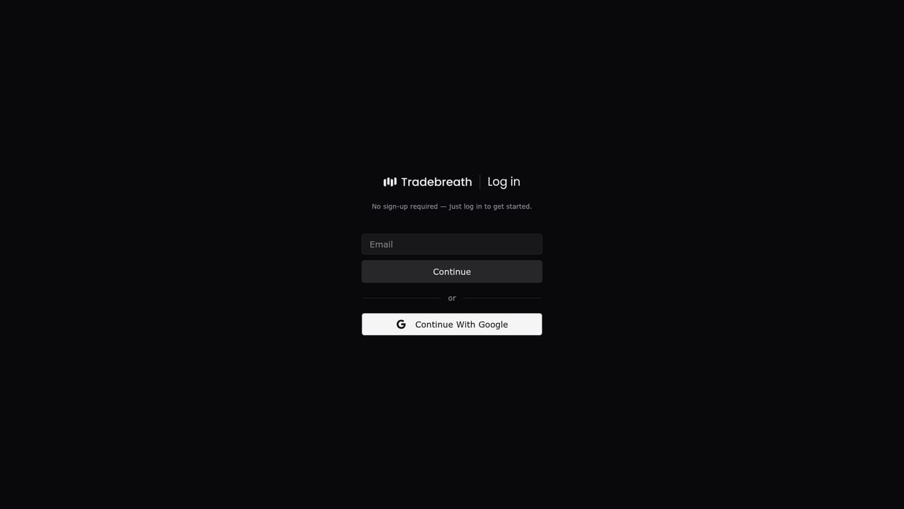 Tradebreath — Open the app and log in