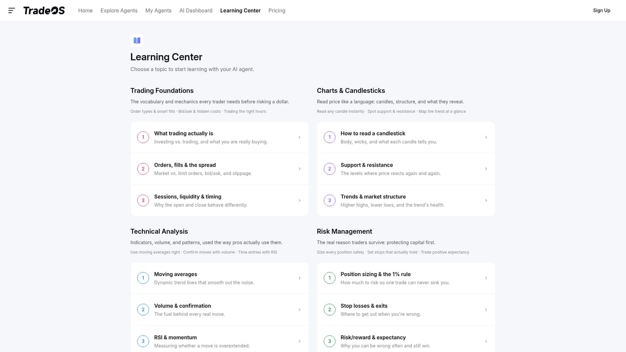 TradeOS AI — Study the Learning Center