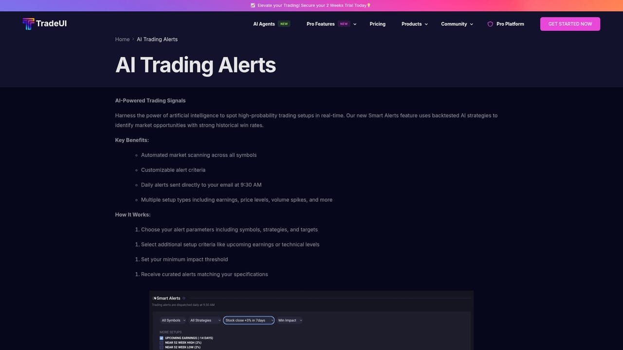 TradeUI — Set smart alerts and consider the bot