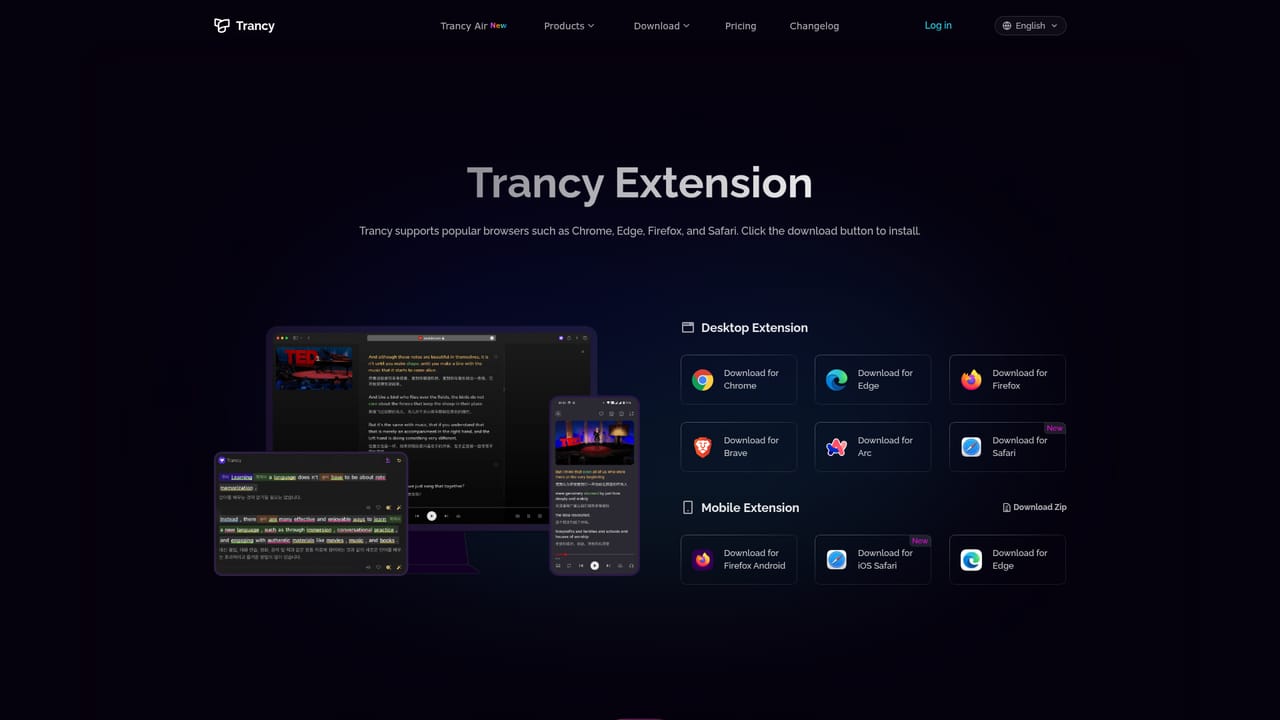 Trancy — Install the extension or app