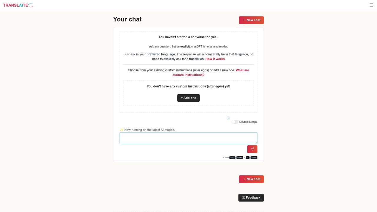 Translaite — Open a new chat