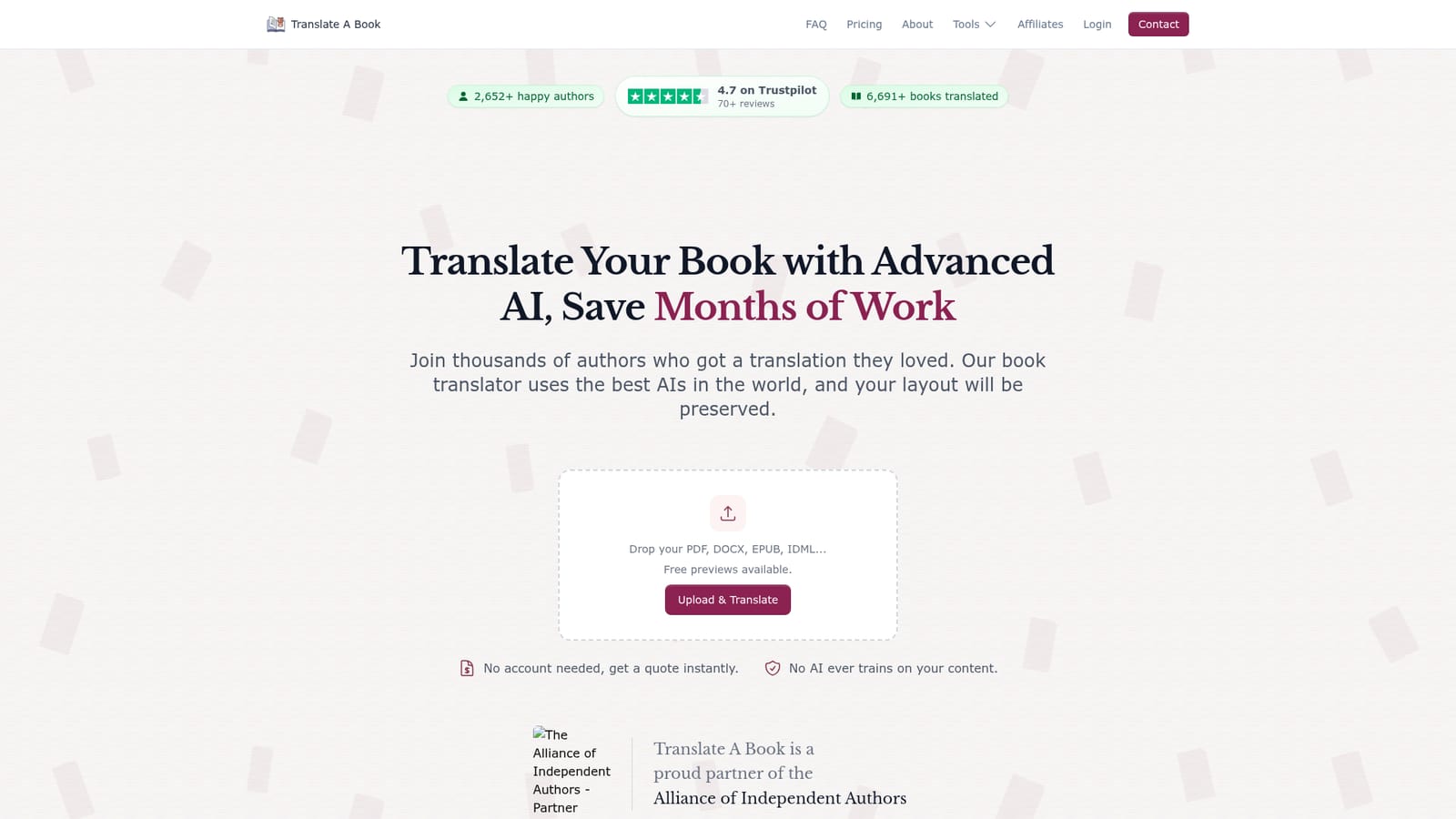 Translate A Book.com — Upload your manuscript