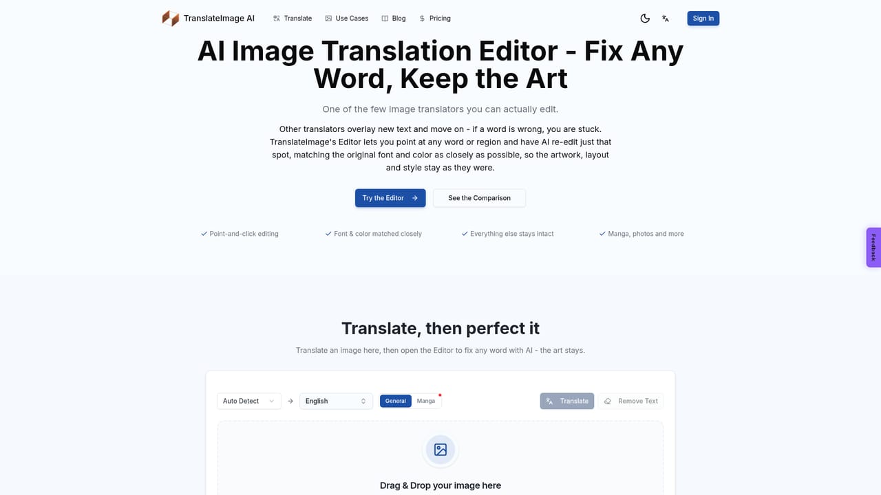 TranslateImage AI — Fix words in the Editor