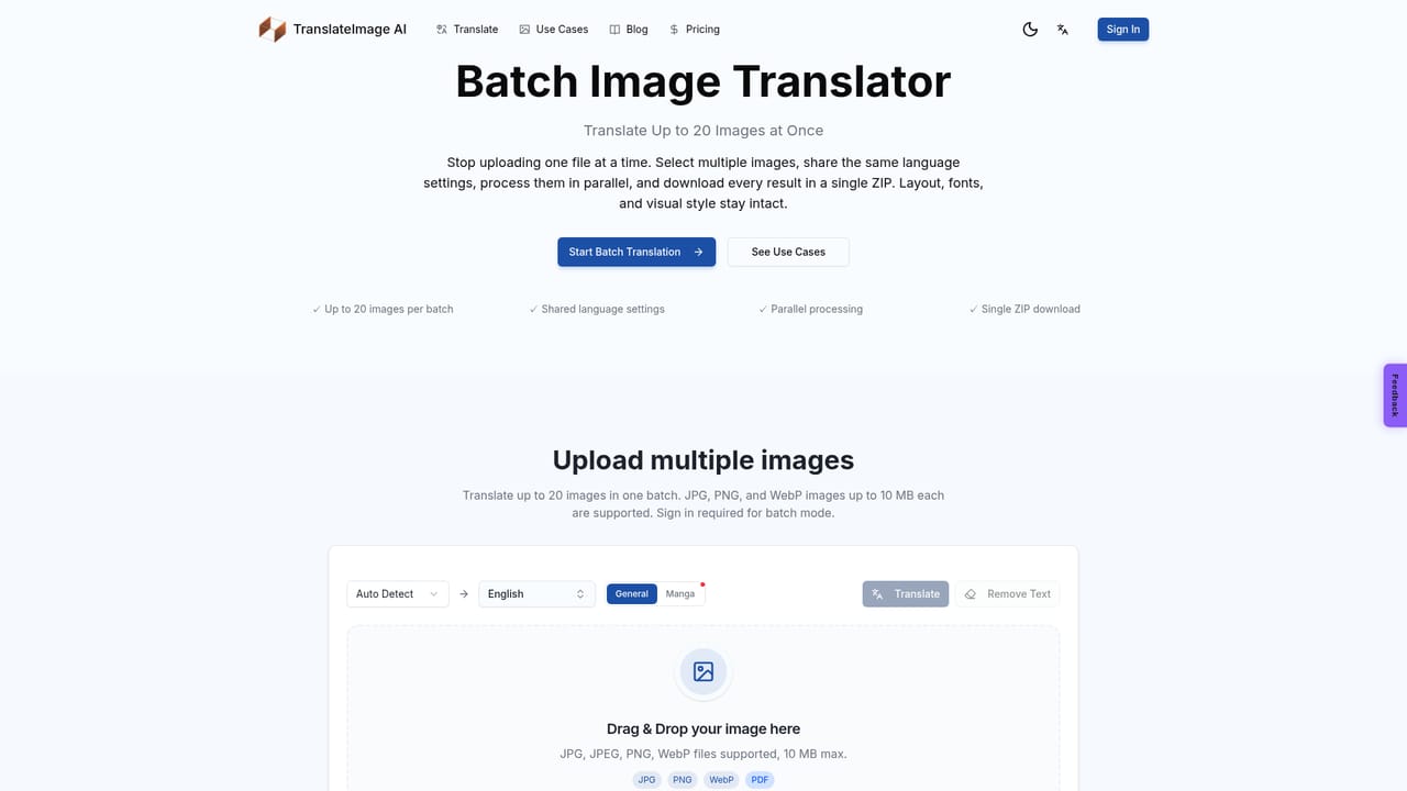 TranslateImage AI — Batch and download