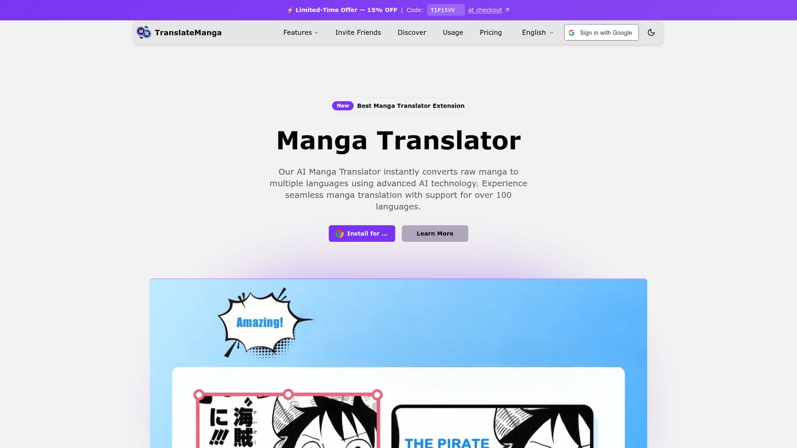 TranslateManga — Install the extension