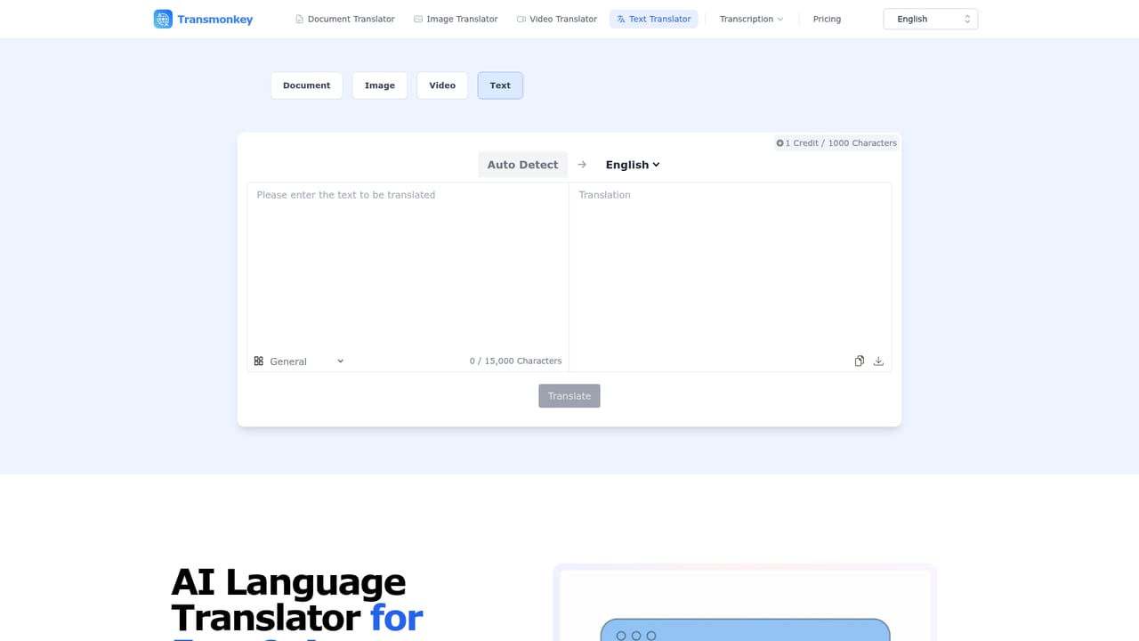 TransMonkey — Select a target language