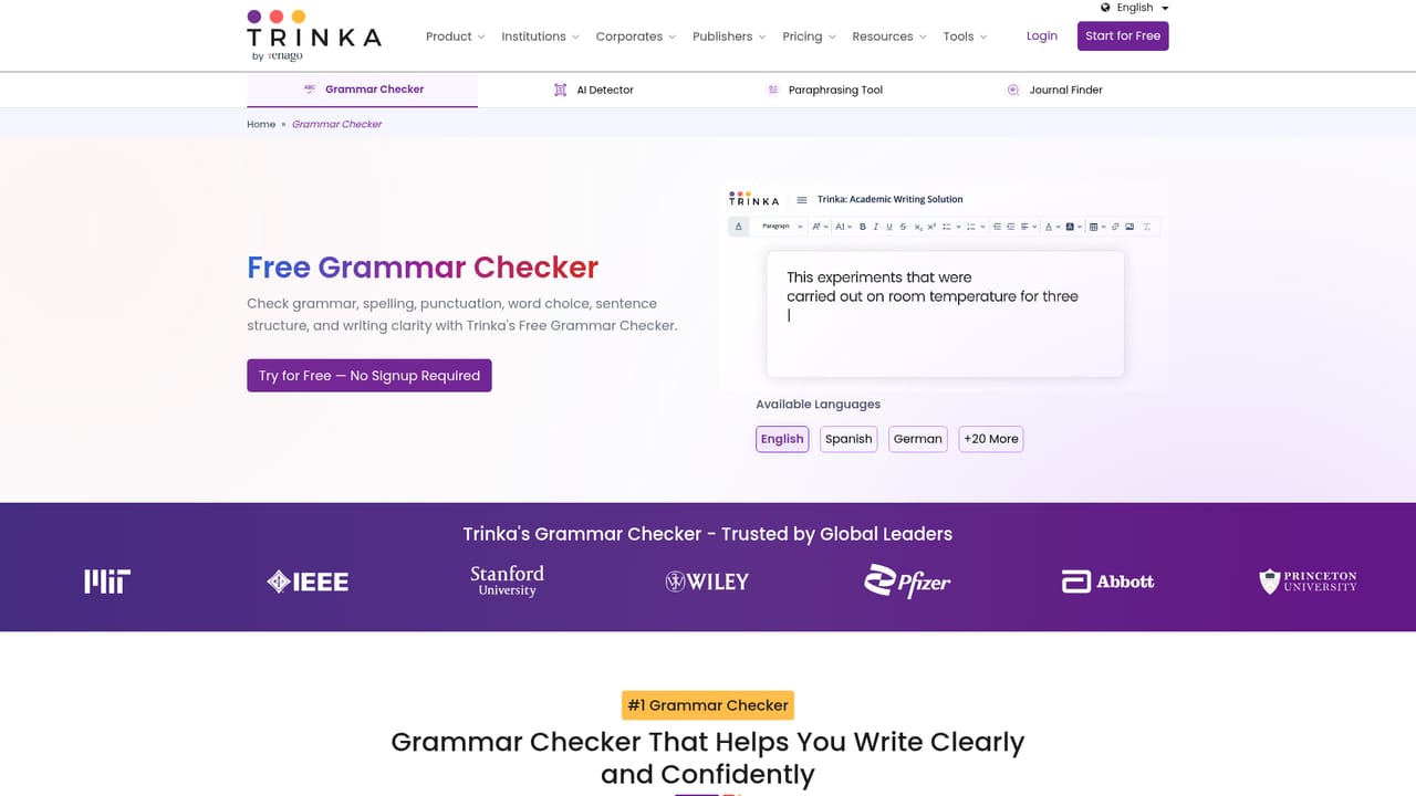 Trinka AI — Run a grammar and style check