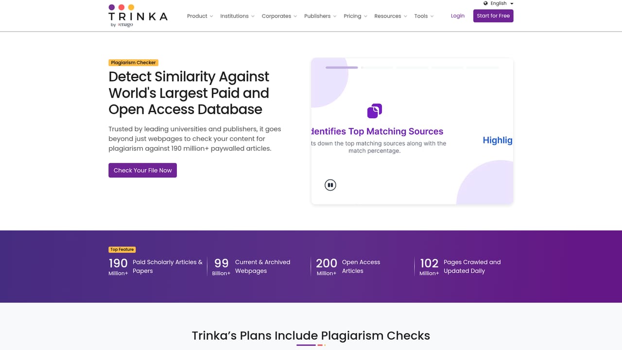 Trinka AI — Verify citations and screen for similarity