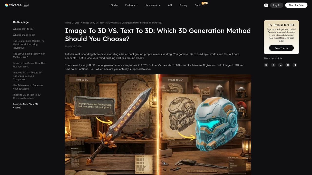 Triverse AI — Pick image or text input