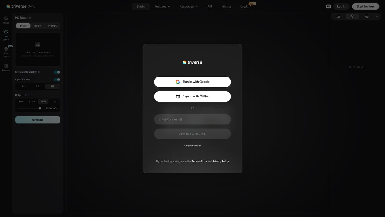 Triverse AI — Generate in the studio