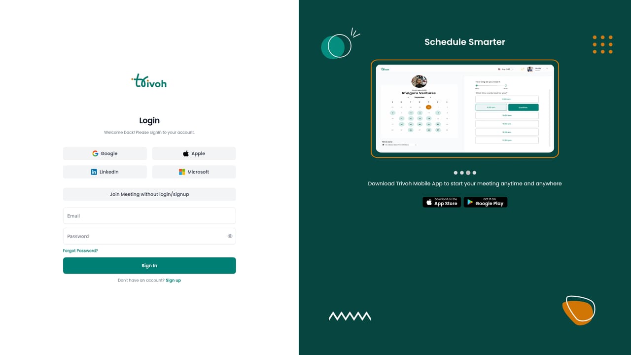 Trivoh — Open the dashboard and set up a workspace