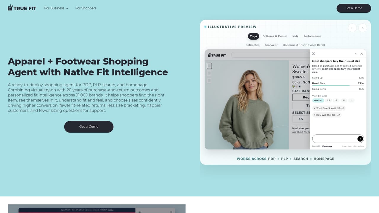 True Fit — Review the shopping agent and virtual try-on flow
