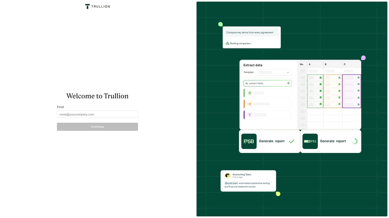 Trullion — Set up your account and log in