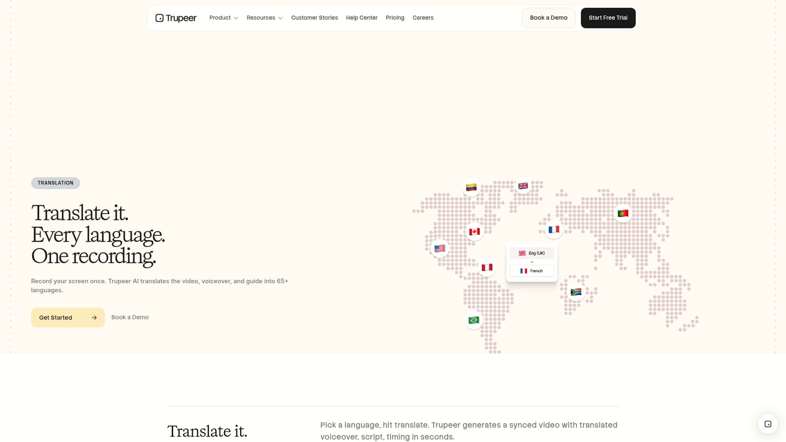 Trupeer — Pick a target language and translate