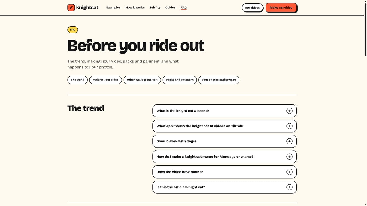 TryKnightCatAI — Check the FAQ if a video fails