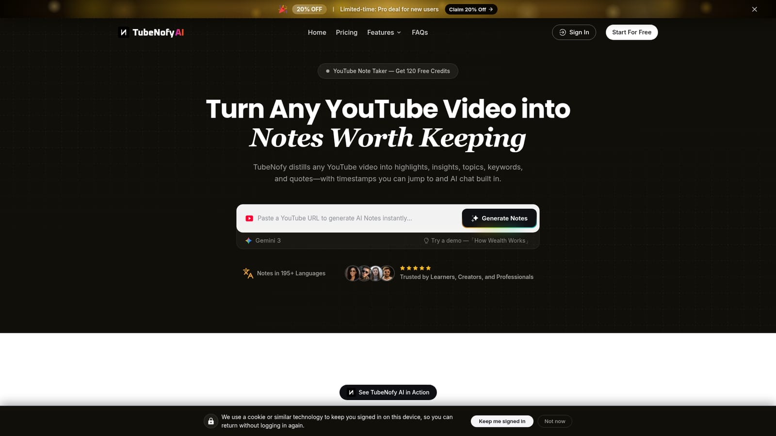 TubeNofy AI — Open TubeNofy and claim the free credits