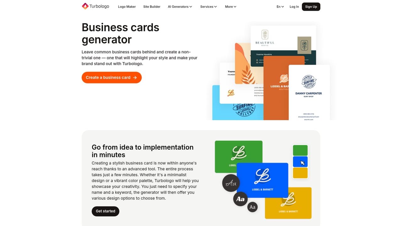 Turbologo — Create business cards and social posts