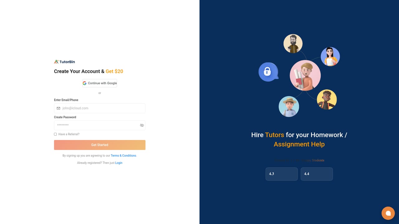 TutorBin — Create an account